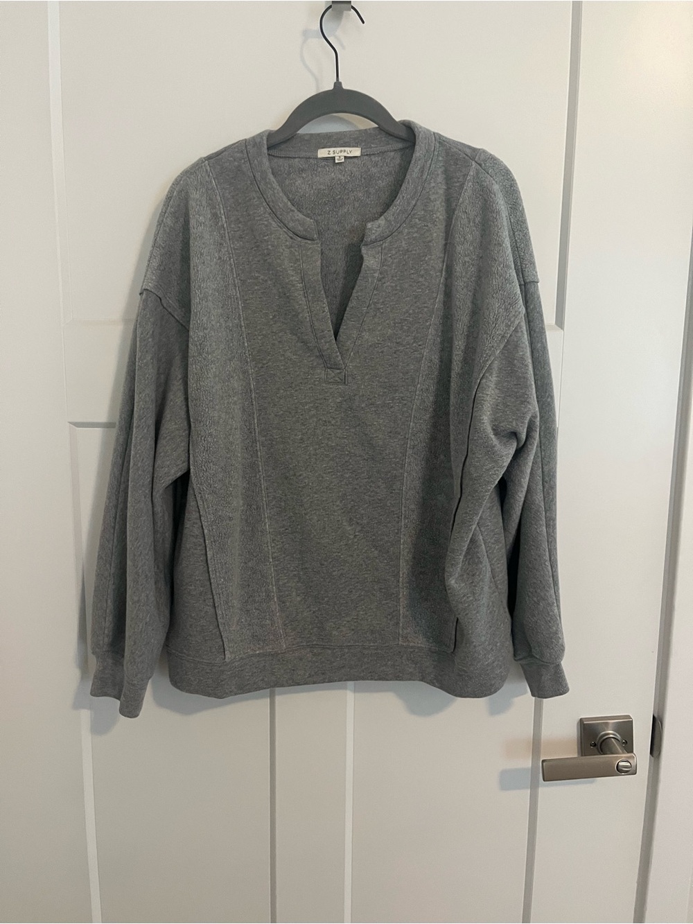 Z Supply Gray Split V-Neck Sweater